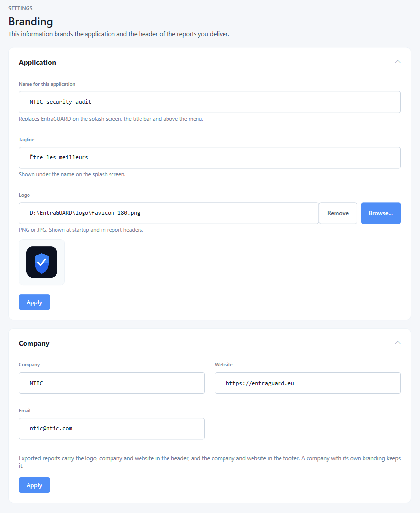White-label branding — EntraGUARD